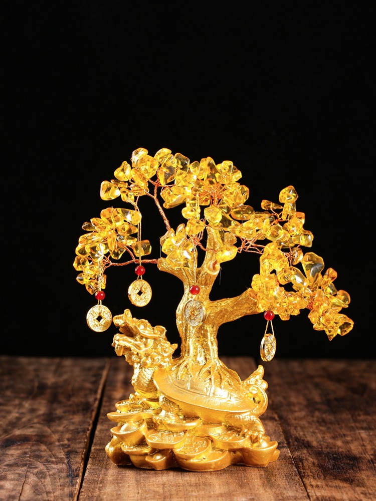 Natural topaz tree Corporeal pot pot dragon turtle living room decoration porch home office gift ornaments Item Picture