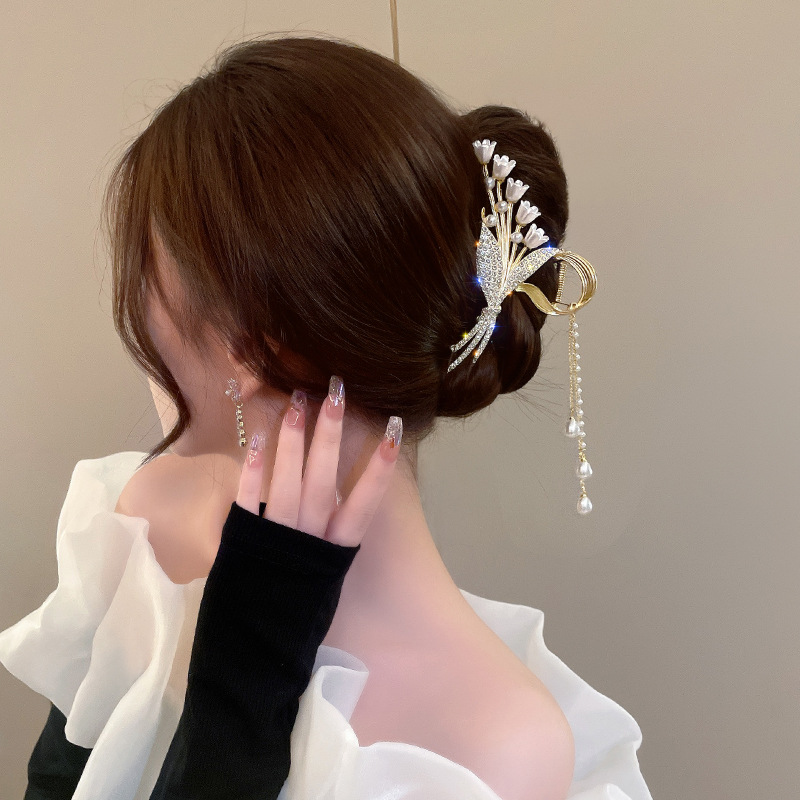 Chinese Style Fringe Fashion Hairpin Female Shark Clip Senior Hairpin Hairpin Pin Pin Pin 2023 New Style Specification drawing