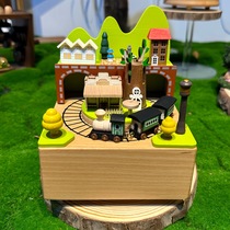 New country train music box Autumn train music box tabletop decoration miniature scene model girl gift