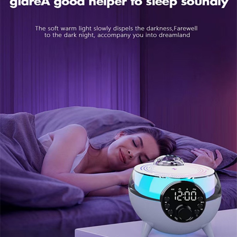 Cross-border space flight stage light, clock, alarm clock, Bluetooth speaker, ambient light, 15W wireless charging gift speaker details Picture