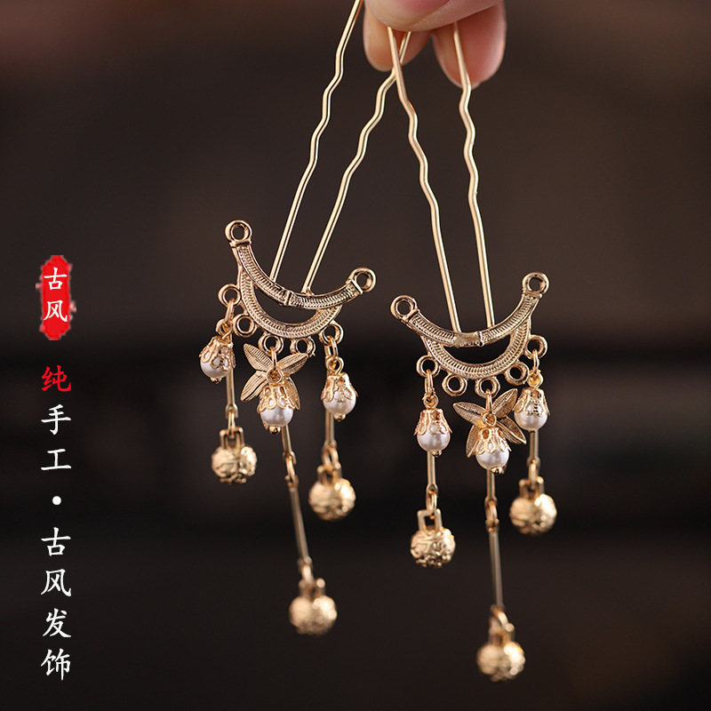 Ancient-style Hanfu tassel hairpins for women, high-end Chinese-style hairpins and headwear, new ancient-style hairpins, modern, simple and classical Specification image