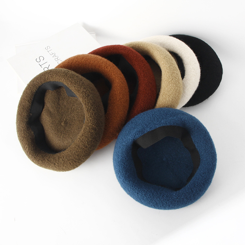 New solid-color berets for women in autumn and winter, Korean-style berets, Japanese-style berets, alpaca wool casual painter hats Specification image
