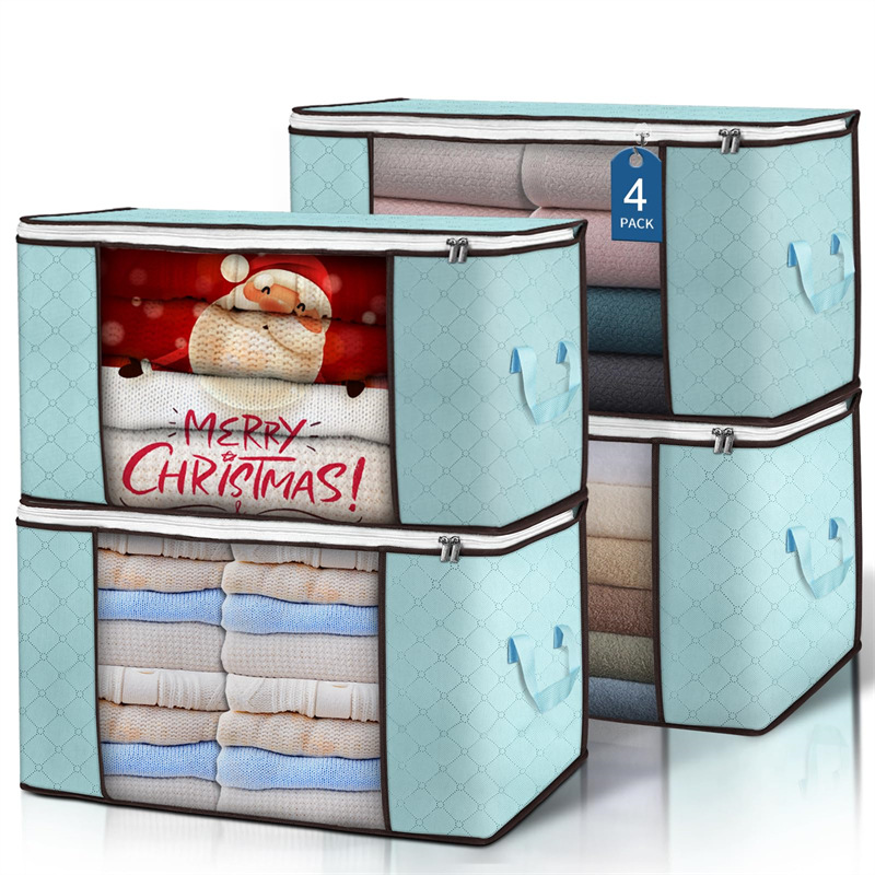 Large organizer bag Collapsible non-woven wardrobe organizer bag blanket cup sheet storage organizer bag full figure