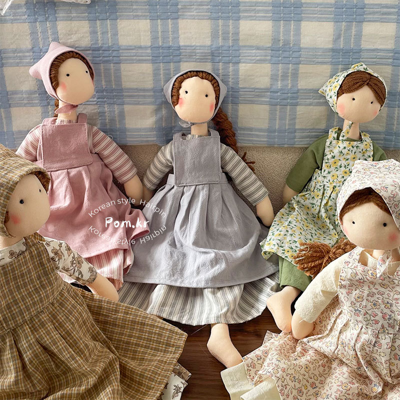 New Korean-style sweet floral dress doll, little girl baby, stylish carrier dress headscarf doll figurine Specification image