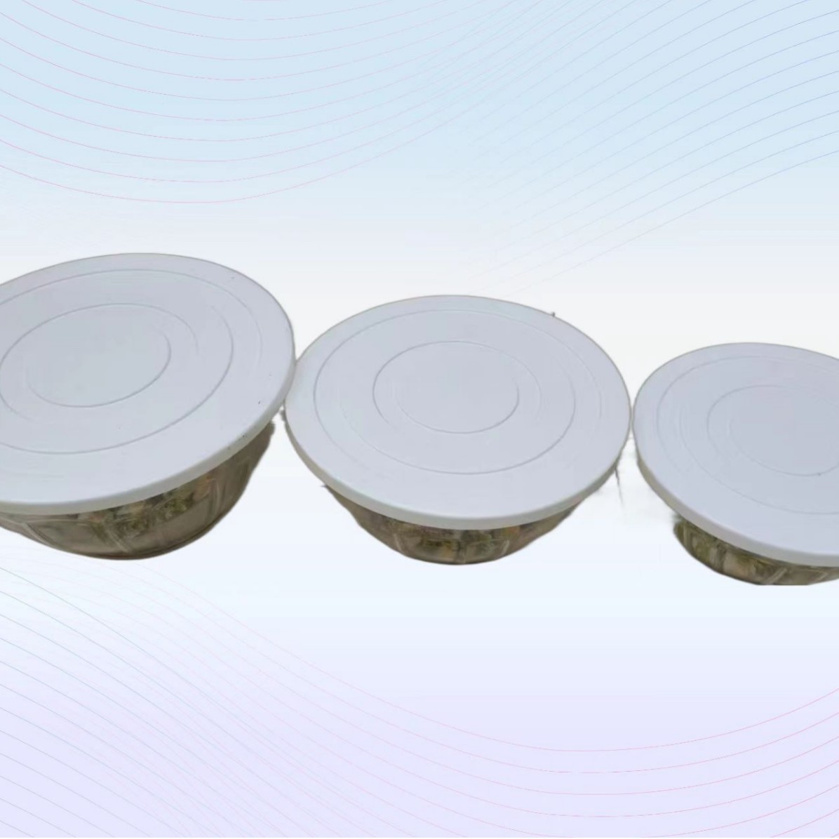 Wholesale salad bowl, plastic round three-piece set, food storage box, PET three-piece set, refrigerator storage details Picture