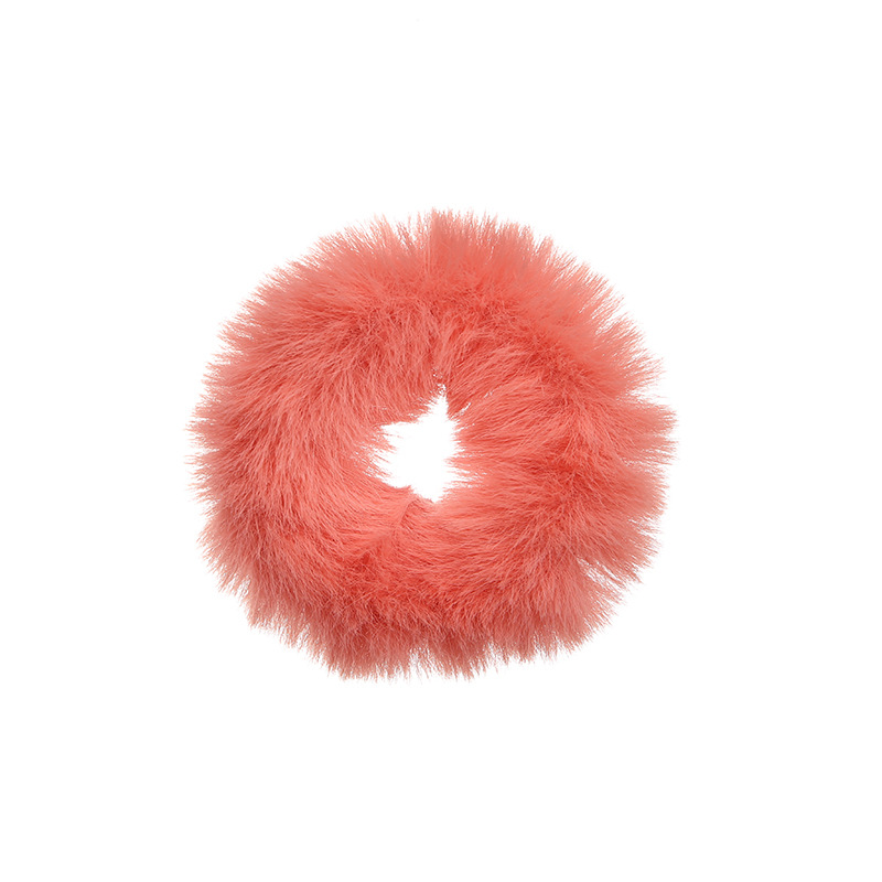 Autumn and winter colorful plush hair bands, children's hair ties, Korean candy-colored trendy elastic rabbit-like plush hair accessories for women Item Picture