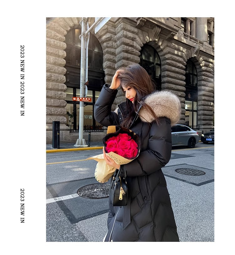 White goose down 2025 new style down jacket for women in winter, mid-length, slimming and form-fitting, fox fur collar, high-end thickened coat pic 24