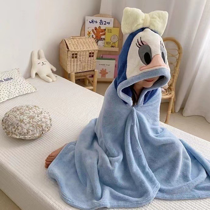 Manufacturers Wholesale Children's Shower Skirt Hooded Coral Velvet Cloak Cloak Bathrobe Lovely Soft Absorbent Beach Towel Towel details Picture