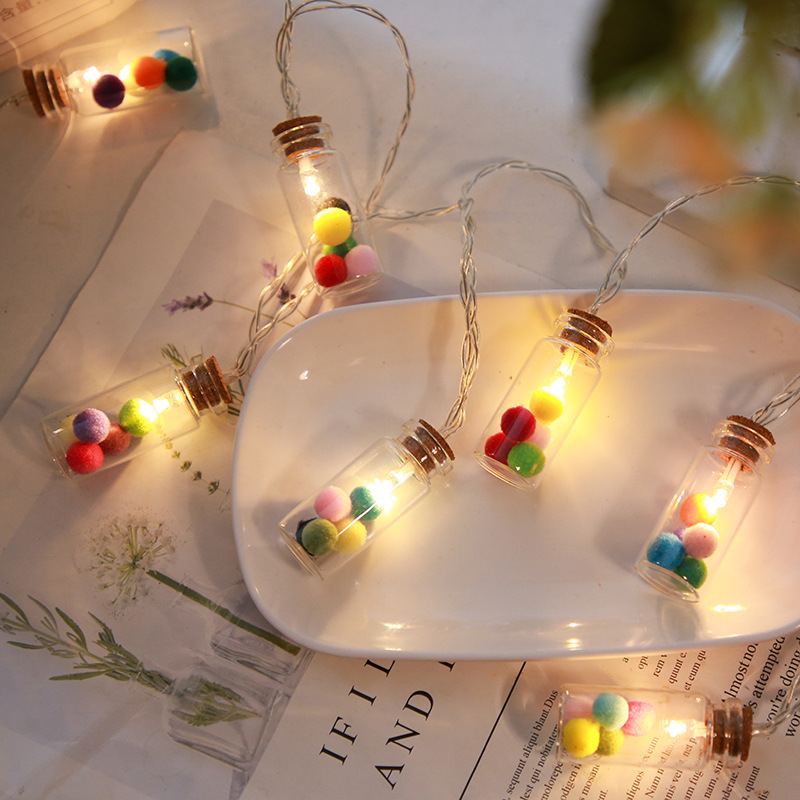 New cross-border led hairball wish bottle, Christmas battery box decorative light, ins girlish photo prop Specification image