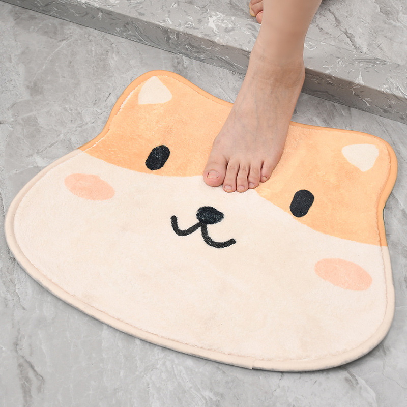 Japanese new animal shape imitation cashmere cartoon mat home bathroom bathroom door absorbent non-slip foot mat full figure
