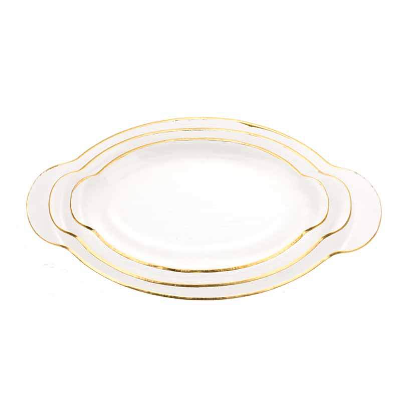 European Double Ear Dish Glass Fish Plate Household Steamed Fish Plate Glass Fruit Plate Hotel Plate Manufacturers Direct Supply Item Picture