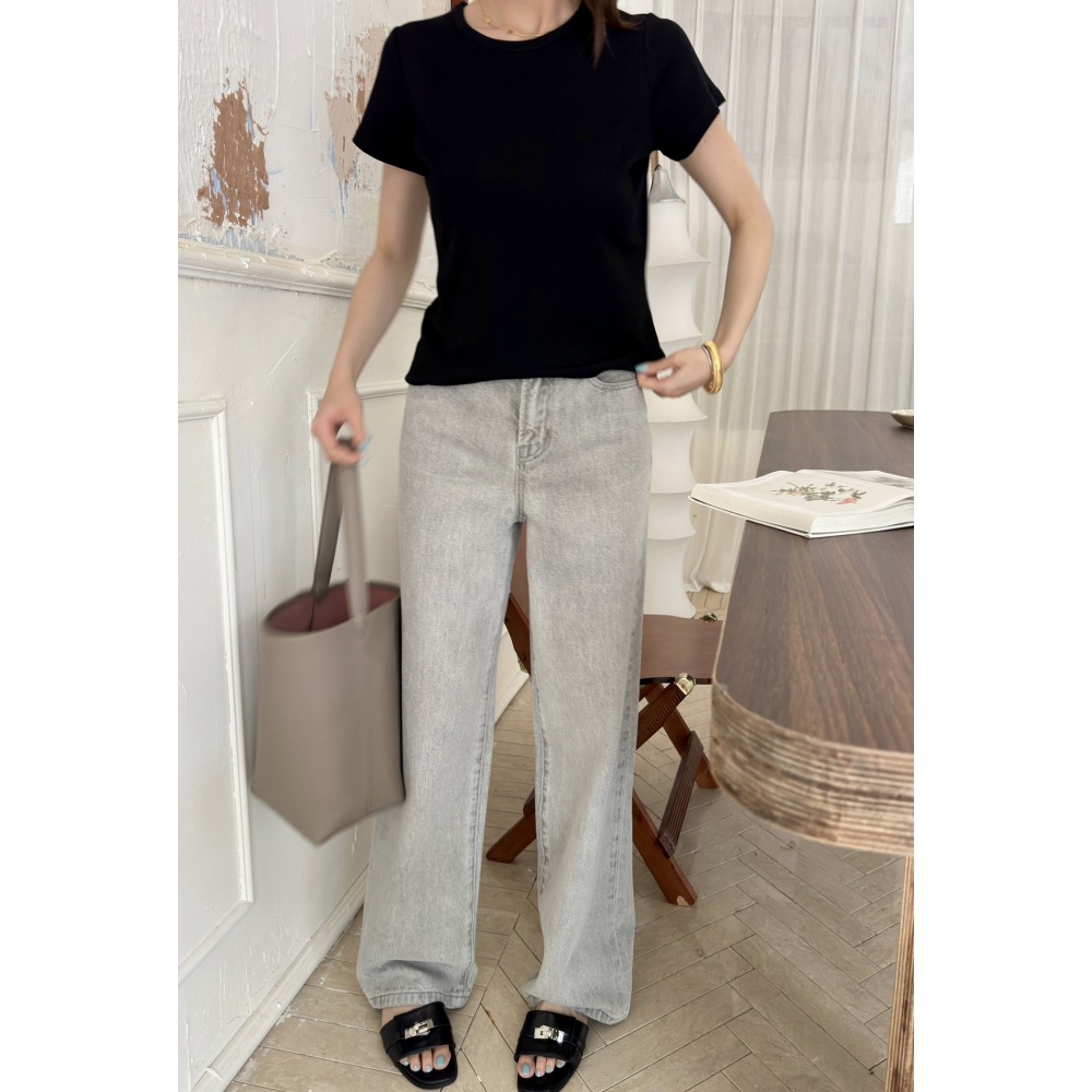 R0W viento clásico cintura alta cuatro estaciones e-commerce cadena de suministro Eglitta blanco negro azul pantalones de pierna ancha Specification image