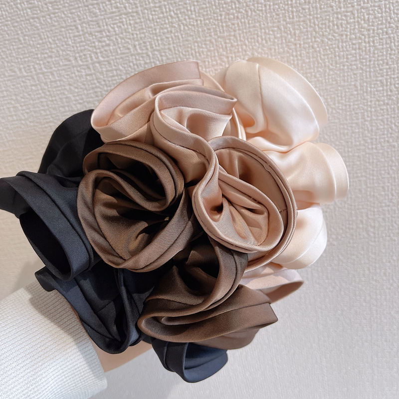 Korean Advanced Sense Of Solid Color Cloth Art French Fat Sausage Ring Retro Simple Female Hair Band Network Red Temperament Hair Band Headdress Specification drawing