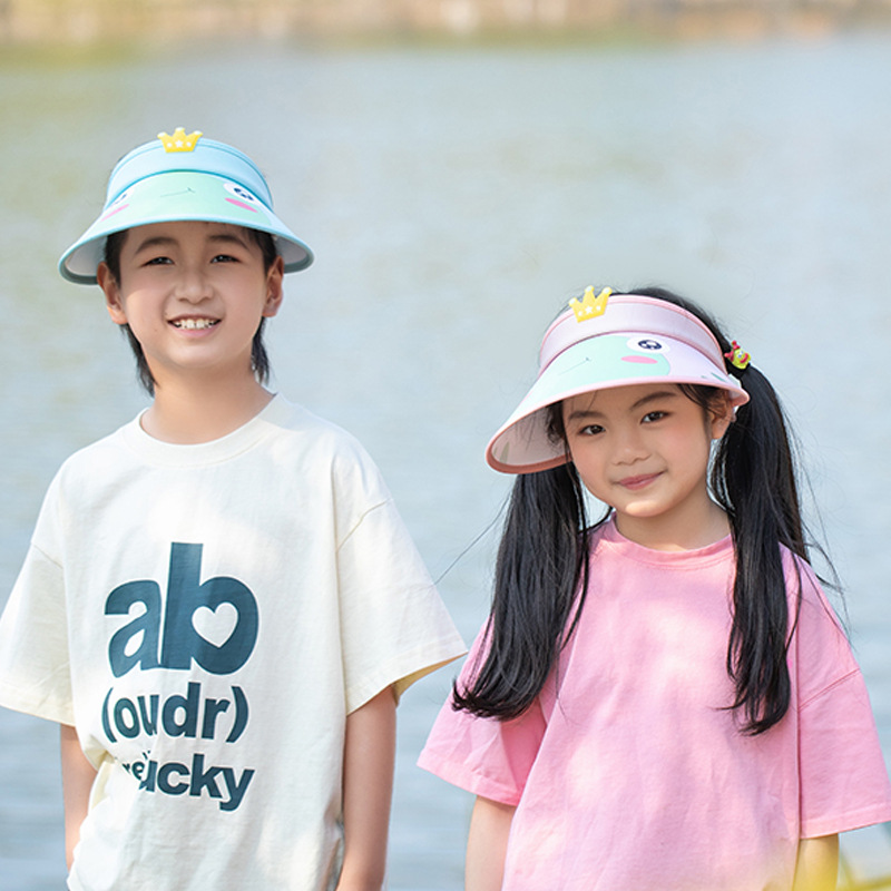 Summer children's open-top hats for outdoor sun protection, fashionable cartoon sun protection hats with cute patterns, full face sun protection, in stock and available for shipment details Picture
