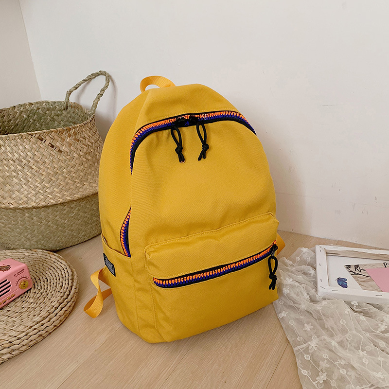 双肩包女新款潮流书包中学大学生休闲旅行中性引闪纯色牛津布背包详情14