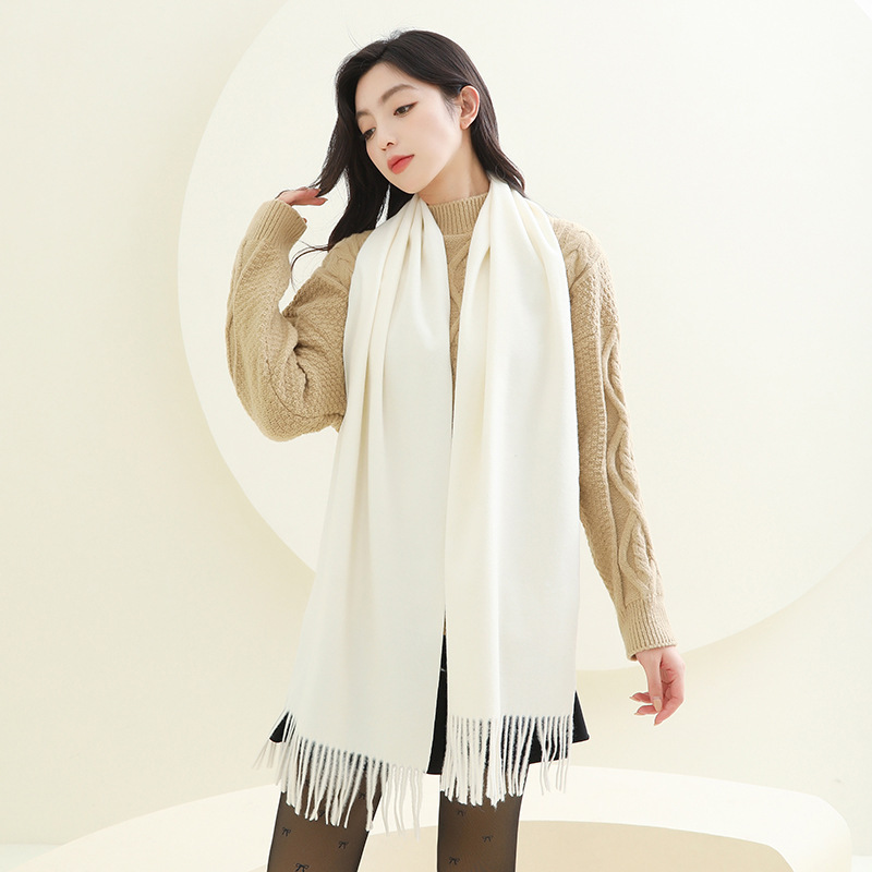 Cashmere Wool Scarf Female Autumn And Winter High-Grade Thick Solid Color Scarf With New Imitation Cashmere Scarf Wholesale details Picture