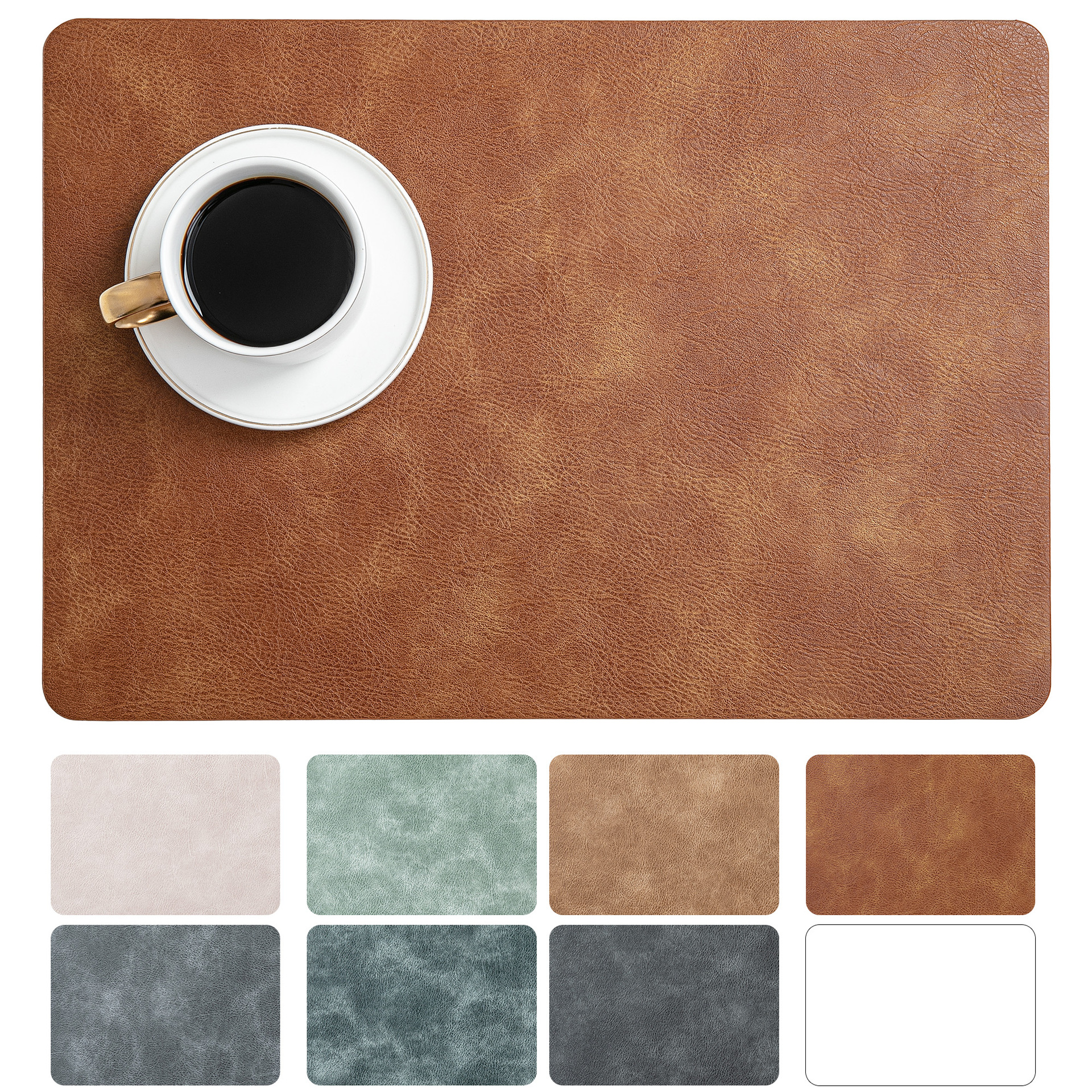 北欧复古风牛皮纹餐垫防水防油PU皮革餐桌垫隔热垫高级感定制LOGO