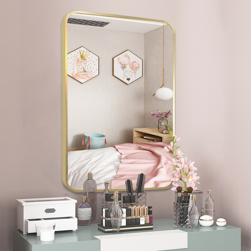 Nordic Makeup Mirror Wall Self-Adhesive Home Bedroom Dresser Paste Mesh Red Wall Hanging Can Be Glued Wall Hanging Wall Specification drawing