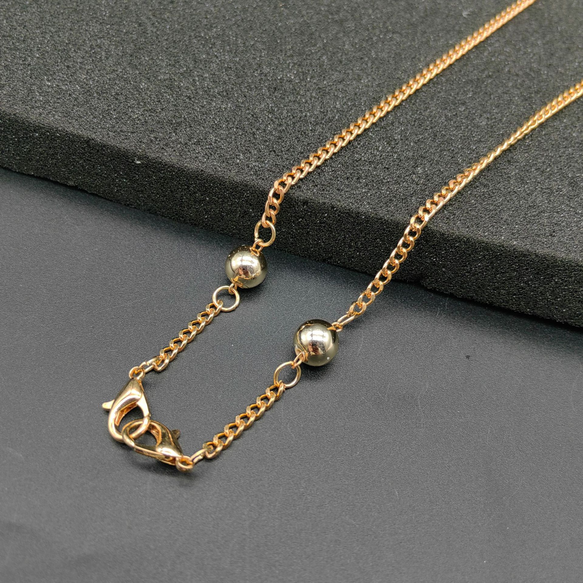 Wholesale Metal Chain Double Head Lobster Buckle Clothing Bag Waist Chain Electroplating Color Preserving Chain Diy Hand Accessories Specification drawing