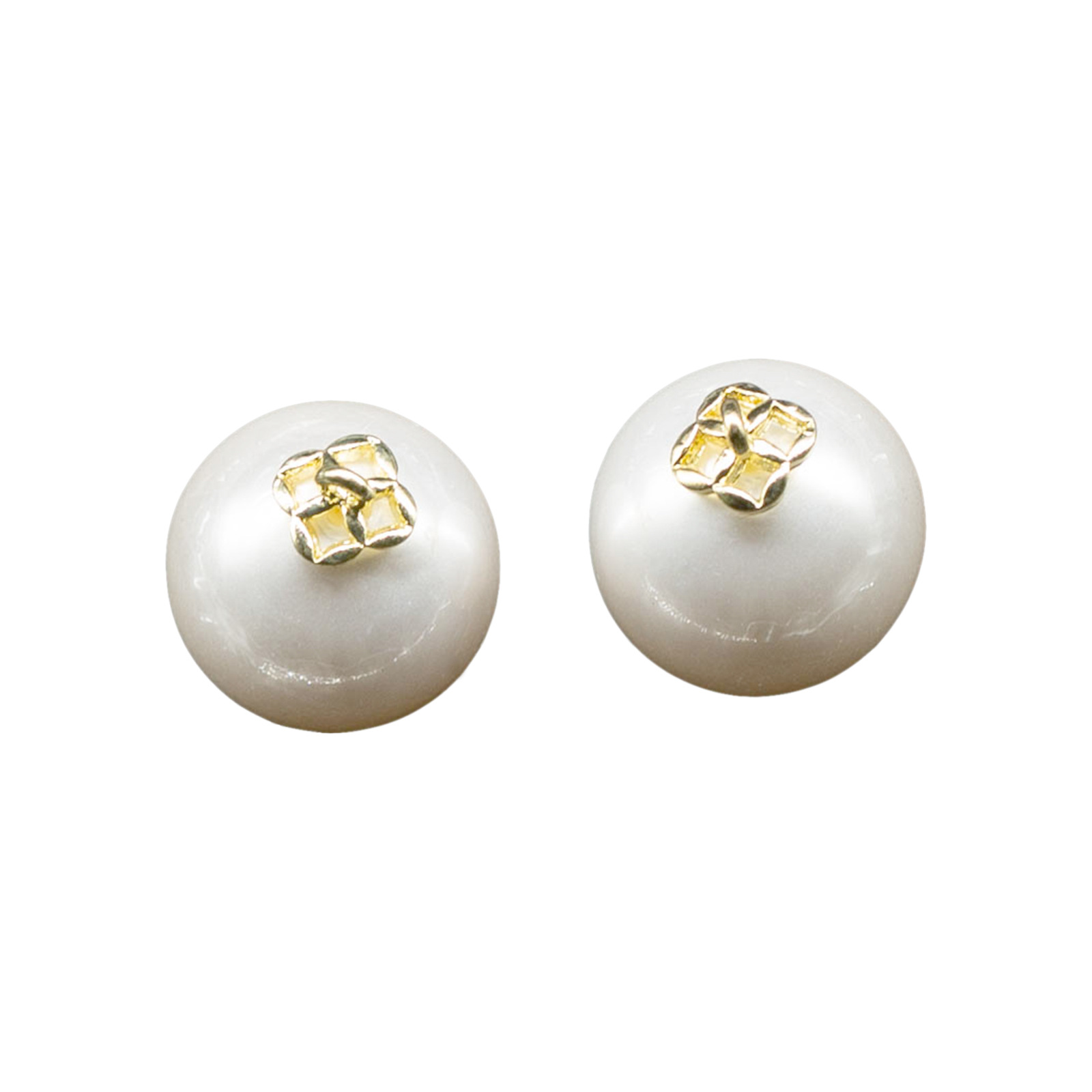 Heidi alloy Sheep's Eye imitation shell white color series single hole and half hole round bead jewelry accessories earrings material manufacturer wholesale Item Picture
