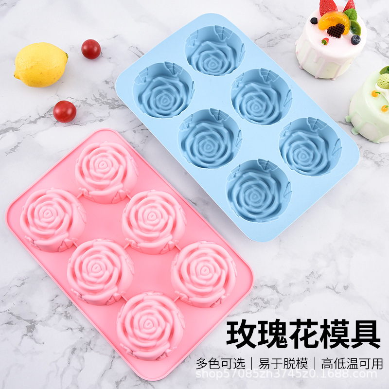 6-piece rose cake mold, food-grade silicone mousse mold, candle gypsum crystal resin mold, easy to demold Specification image