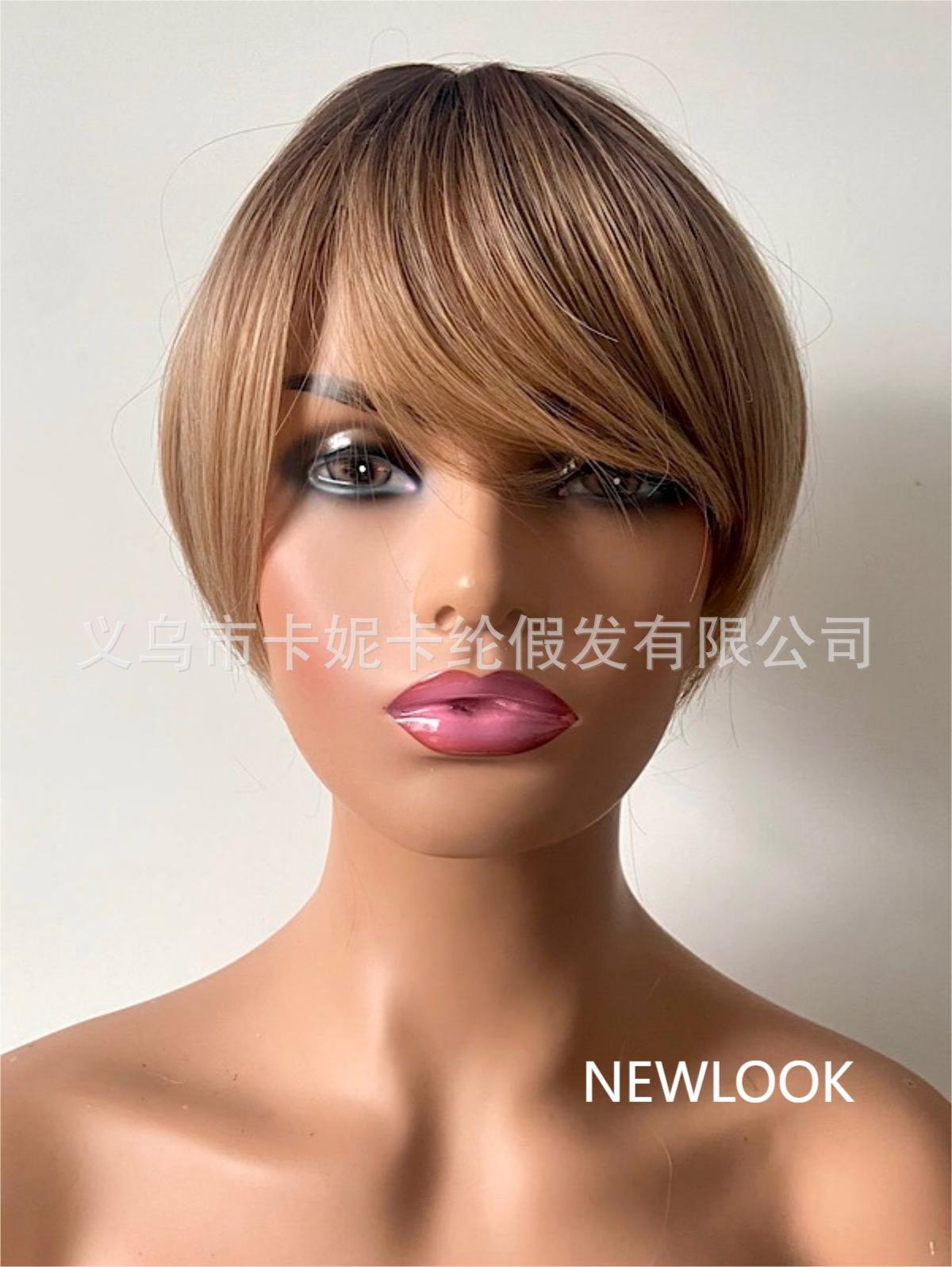 新款黑色渐变棕色短款6inch 波波头human hair wig short NEWLOOK