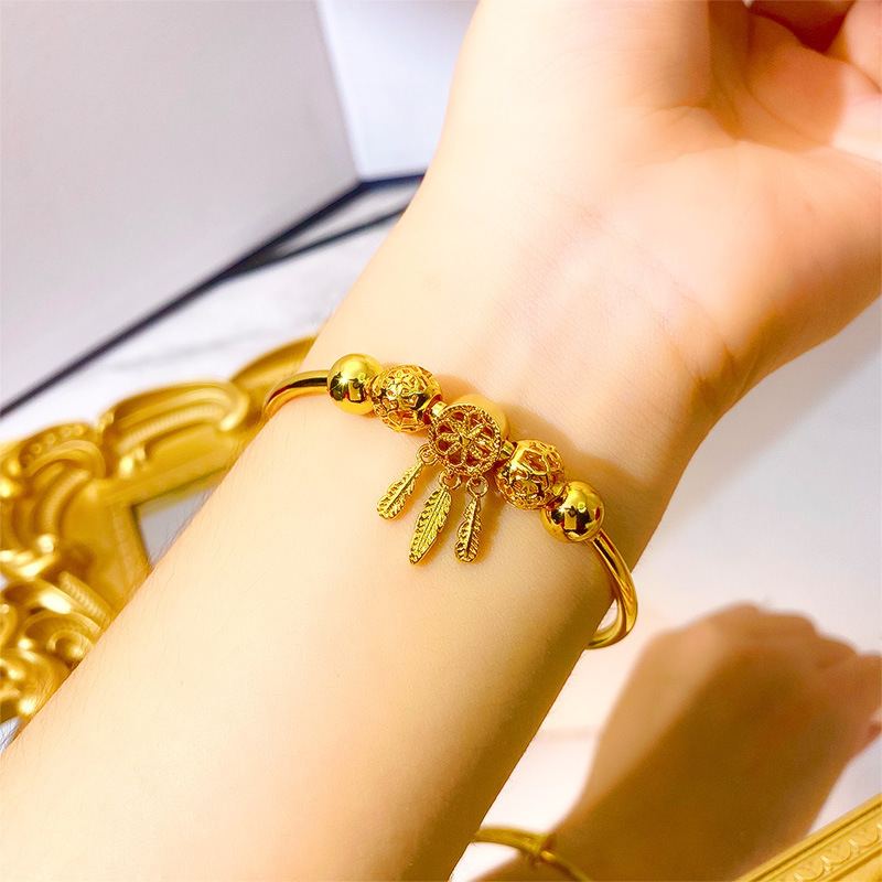 Vietnamese Sand gold dreamcatcher bracelet, women's retro style, copper gold-plated sliding wedding jewelry bracelet wholesale Specification image