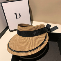 Hat ladies ladies cycling bow straw hat Ladies outdoor sun block visor Net fashion sun hat empty top hat