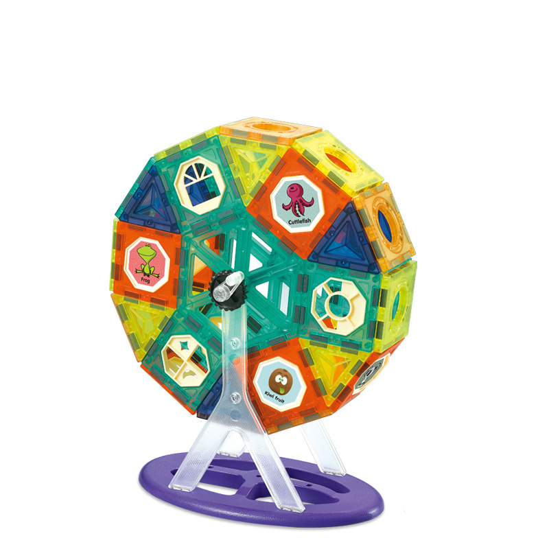 儿童彩窗轨道磁力片大颗粒积木3d立体拼图滑道滚珠益智玩具补充装详情图5