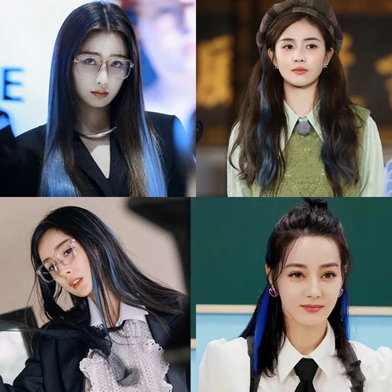 Wig pieces, long hair, colorful pick and dye, gradient color spring, short hair, ear dye, braided hair, natural and seamless braids details Picture