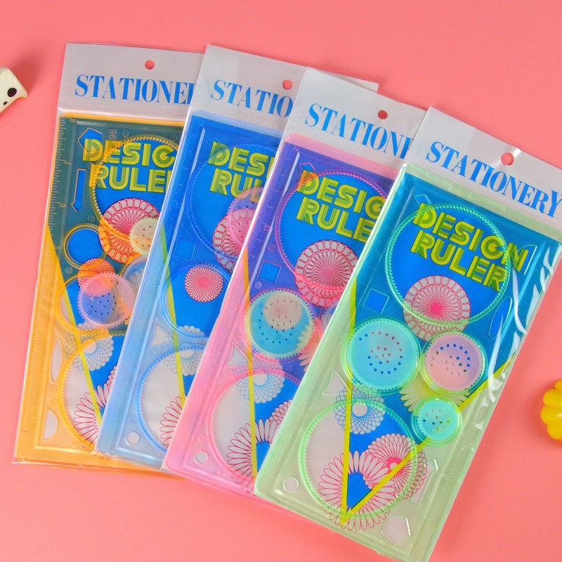 Children's multi-functional ruler set: Versatile and colorful ruler, educational magic, geometric shape drawing template ruler for primary school students