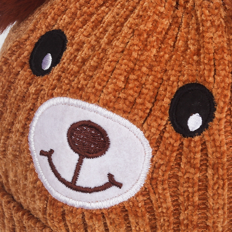 New autumn and winter styles of cute little bear warm ear-protecting woolen cap for boys and Korean-style woolen knitted cap for girls details Picture
