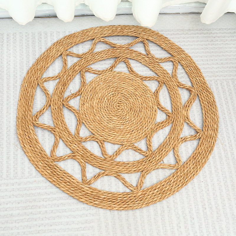 Japanese Mori Household Kitchen Mat Round Floor Mat Jute Heat Insulation Anti-Hot Non-Slip Mat Cup Mat Hand-Woven Mat