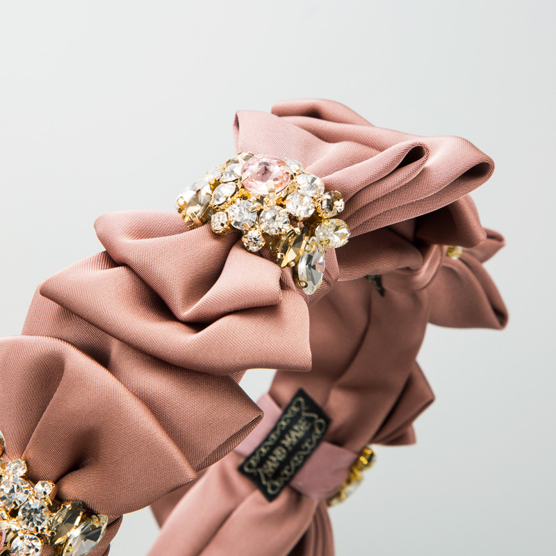 Hair Band Europe And The United States New Multi-Layer Bow Inlaid Diamond Hair Grottos Female Korean Version Temperament Style Satin Fabric Art Head Band details Picture