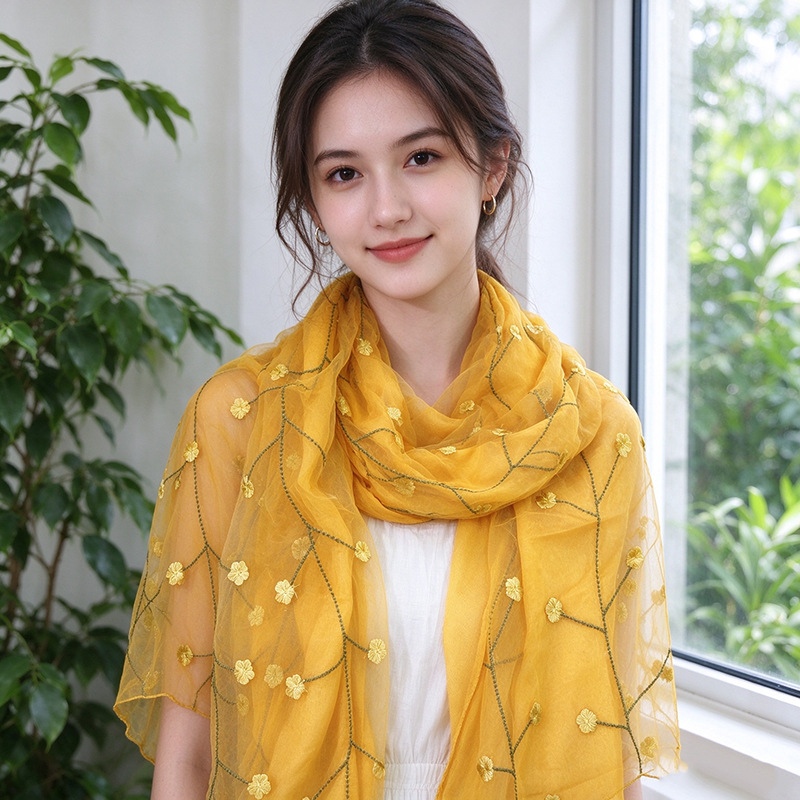围巾纱巾薄款旅游拍照披肩女外搭棉麻头巾时尚氛围凹造型百搭围脖详情1