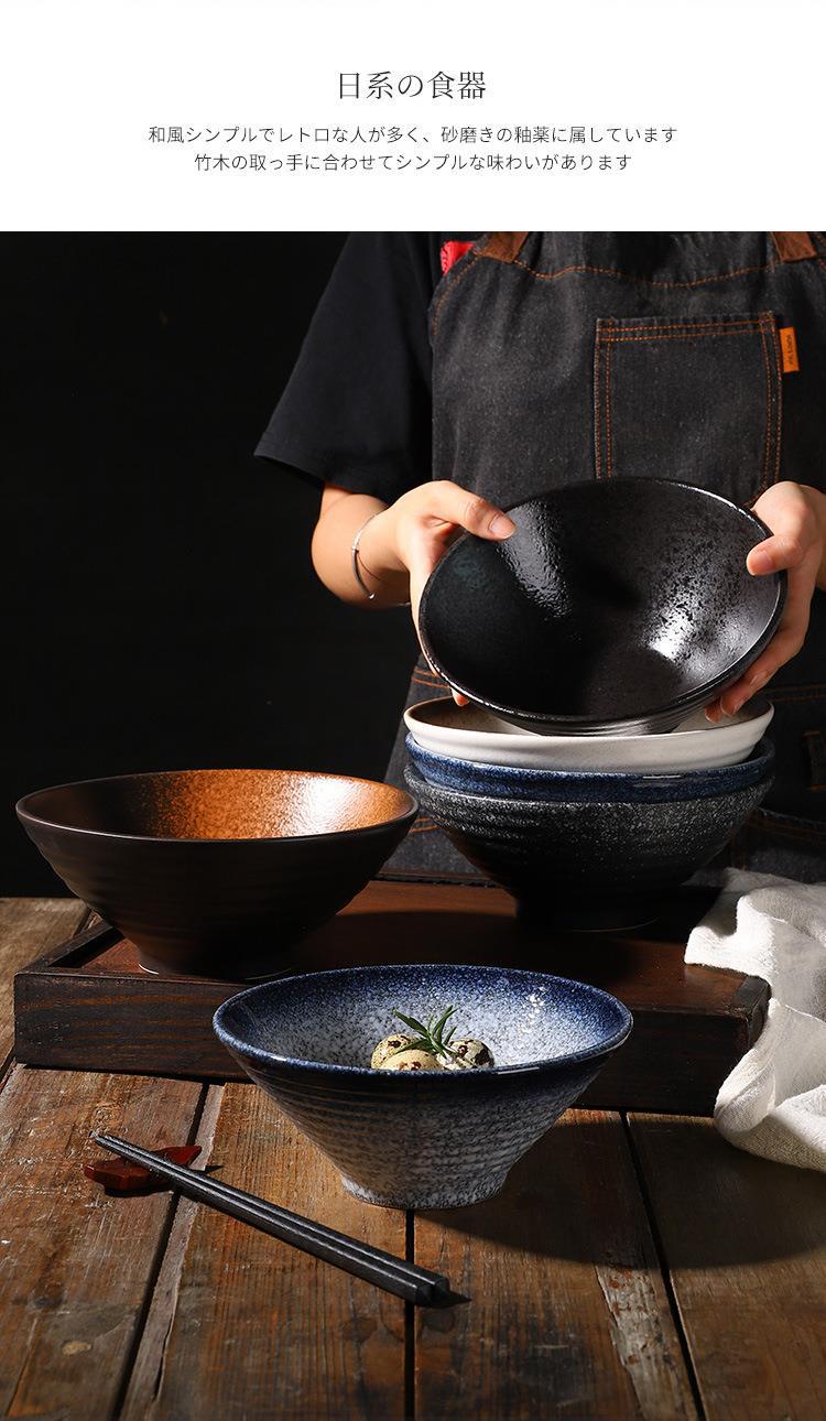 Japanese large ramen bowl, ceramic soup bowl, creative tableware set, commercial douwan pic 9