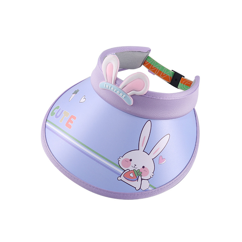 Summer open-top hats for children's outdoor play, sunshade hats, casual and fashionable, cartoon pattern, large brim, full face sun protection Item Picture
