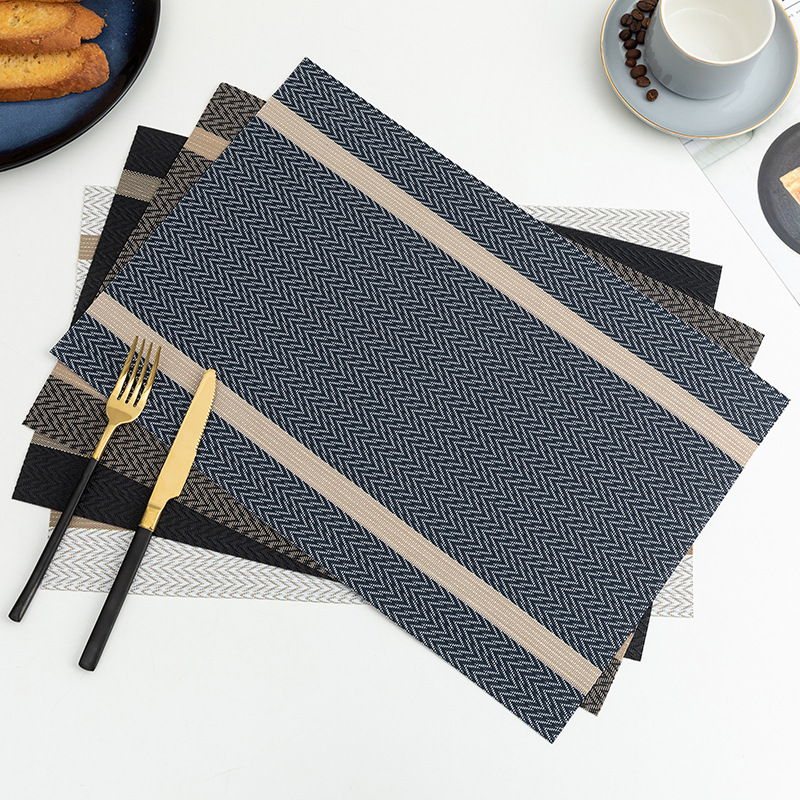 Placemat Pvc Waterproof And Oil Resistant Japanese Heat Insulation Mat Table Mat Gold Jacquard Hotel Restaurant Cafe Western Placemat details Picture