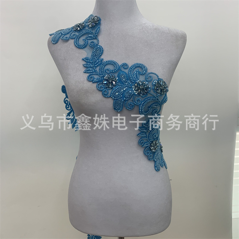 Beaded embroidered flower wedding dress and women's clothing lace tube bead sequin beaded embroidery lace with light beige flower color details Picture