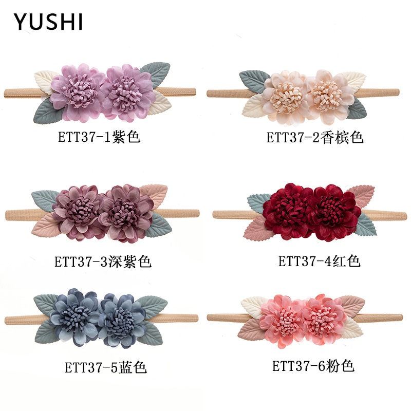 New European and American colorful flower children's nylon hair bands, super soft infant and toddler baby bands, elastic hair bands and headwear Specification drawing