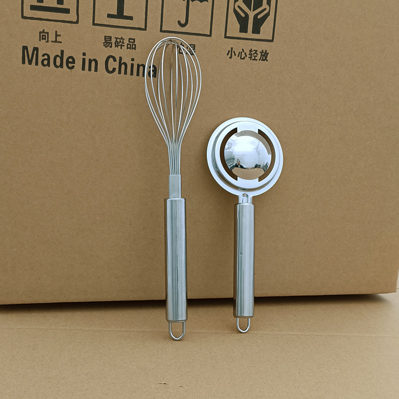 Stainless steel whisk Egg white separator Simple baking utensils Household egg cream mixer Factory direct full figure