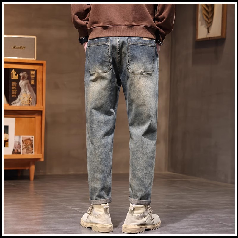 Men's casual jeans spring and autumn style loose straight-leg washed long pants 2025 new retro trend pants spring Application Scenario