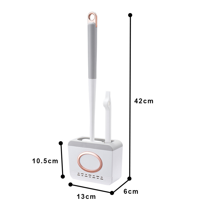 Light Luxury Household Double Brush No Punch Hanging Wall Toilet Brush With Tweezers Toilet Cleaning Sanitary Decontamination Soft Rubber Brush Item Picture