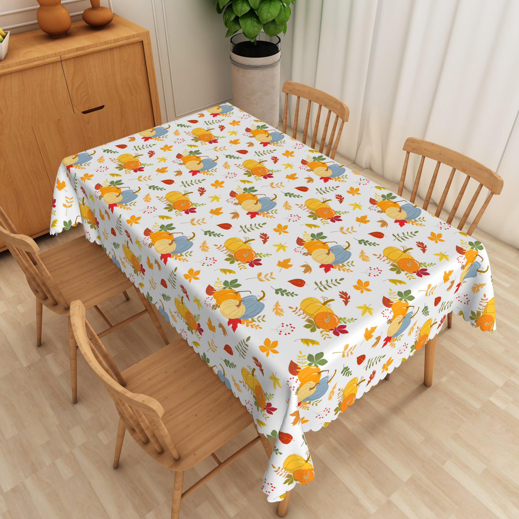 Cross-Border Thanksgiving Day Pumpkin Maple Leaf Autumn Tablecloth Waterproof And Oil Proof Party Activities Decorative Coffee Table Tablecloth Wholesale Specification drawing