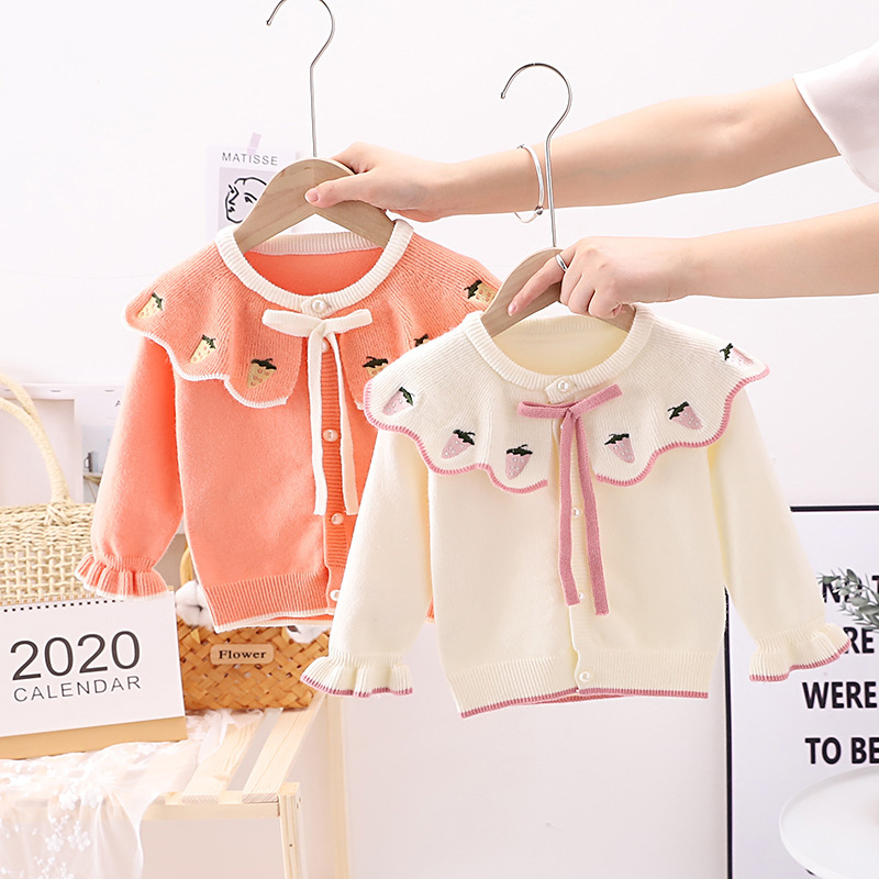 女童针织开衫秋装2022春新款中小童韩版儿童女孩洋气童装毛衣外套图