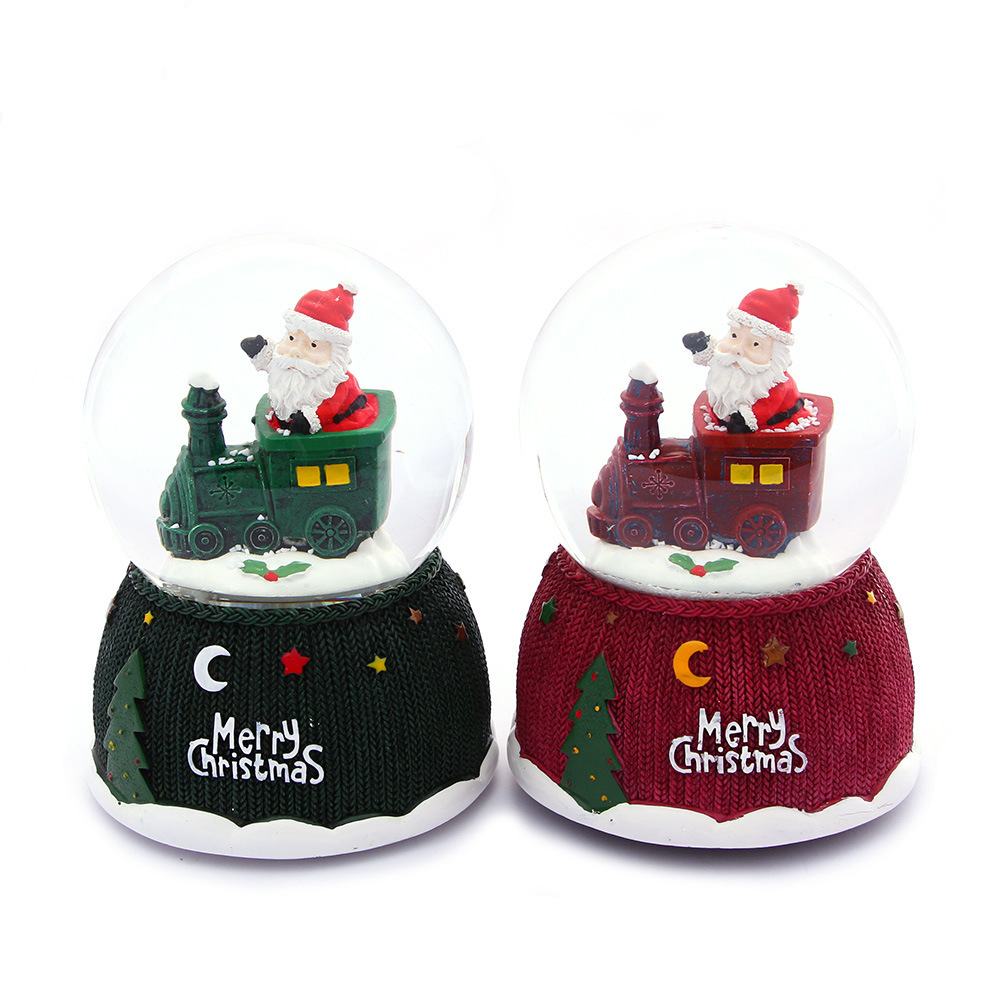 Export 100 Large Santa Claus With Lights Music Box Crystal Ball Christmas Gift Music Box Decoration Specification drawing