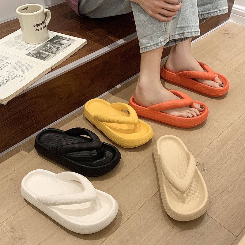 Flip-Flops Female Summer Outside Wear Poo Feeling Leisure Beach Toe Anti-Slip Wear-Resistant Pinch-Foot Eva Slippers Cross-Border Batch