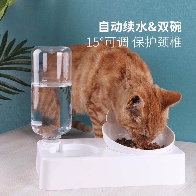 宠物喂食碗饮水喂食两用猫碗多功能自动续水护颈狗碗狗盆宠物食具