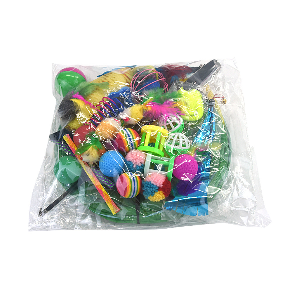 Cross-border new product: 31-piece set of pet cat toys, including bell balls, feather cat toys, plush mice, and spring cat tunnels Item Picture