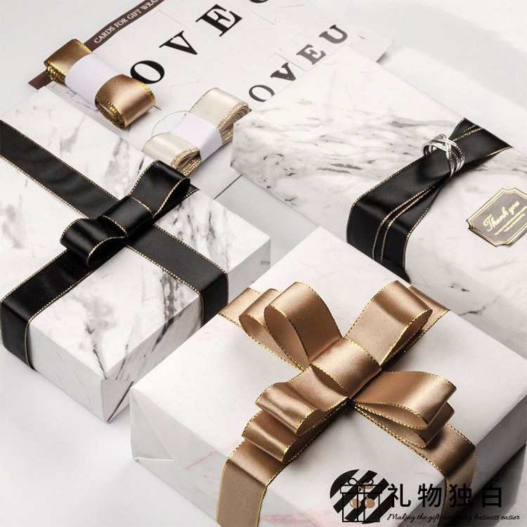 2.2 Gold edge double-sided ribbon gift box, flower cake packaging, decoration, diy materials, woven ribbon, satin ribbon, colorful ribbon wholesale Specification image